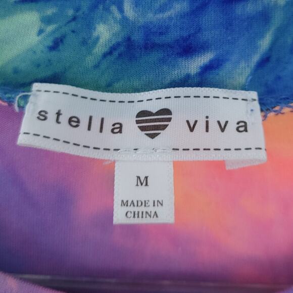 Stella Viva Tie Dye T-Shirt Sun Graphic Size Medium Bright Colors Pink, Blue - Picture 3 of 4